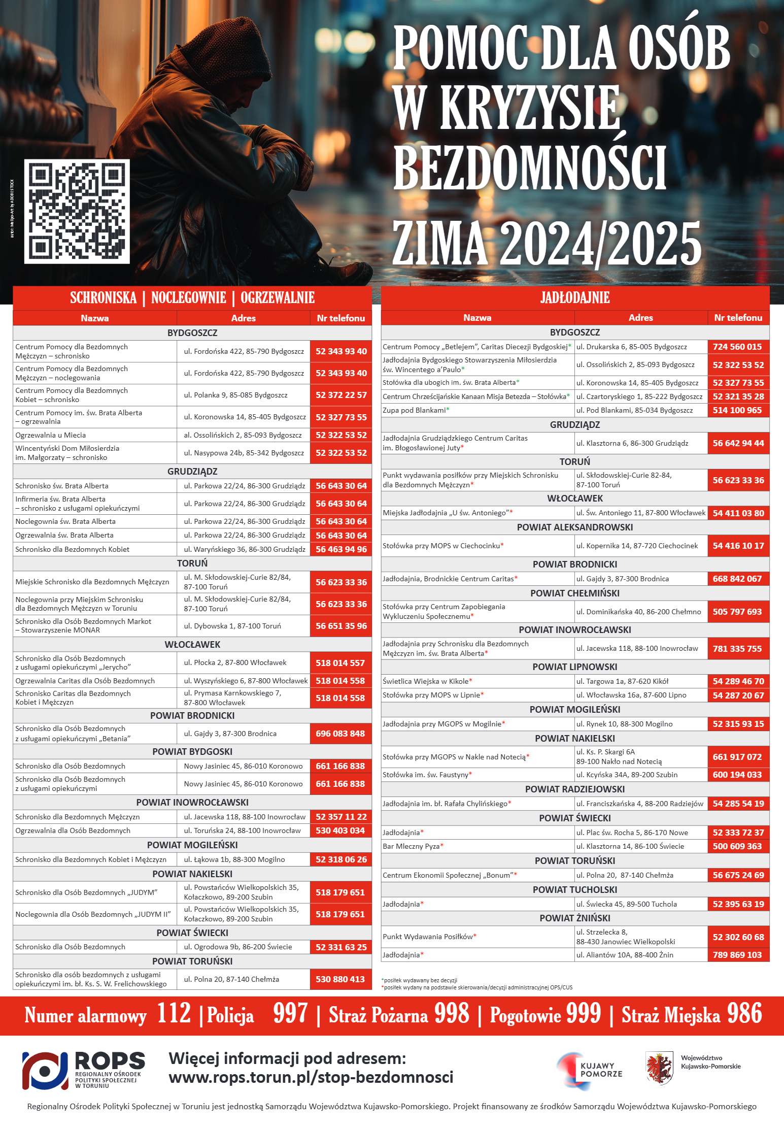 Baner Informacja o&nbsp;miejscach udzielania schronienia osobom w&nbsp;kryzysie bezdomności