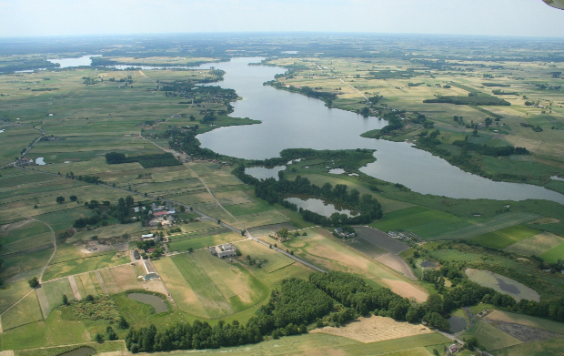Widok z lotu ptaka na rzekę Gminy Topólka