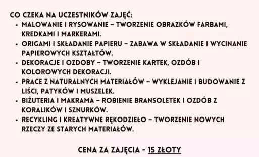 Zdjęcie do Zajęcia plastyczne dla dzieci